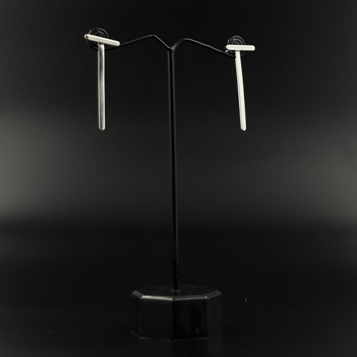Minimal Silver Bar Drop Earrings | 925 Silver