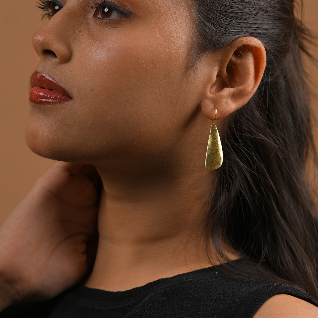 Gold Matte Teardrop Earrings | 925 Silver
