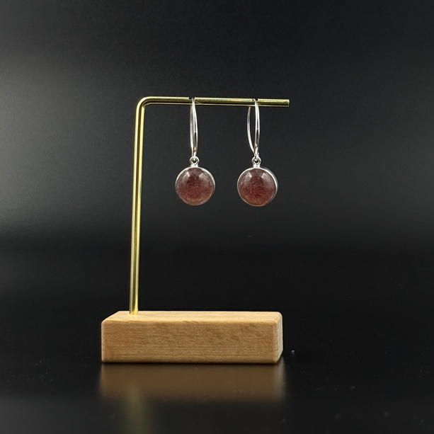 Cherry Red Stone Drop Earrings | 925 Silver