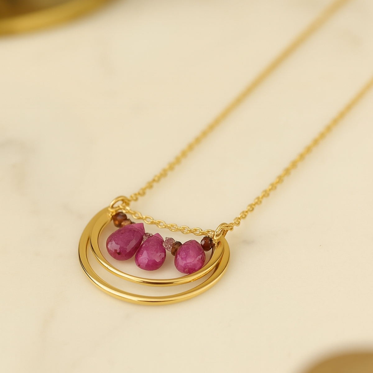 Amethyst Arc Pink Drop Pendant | 925 Silver