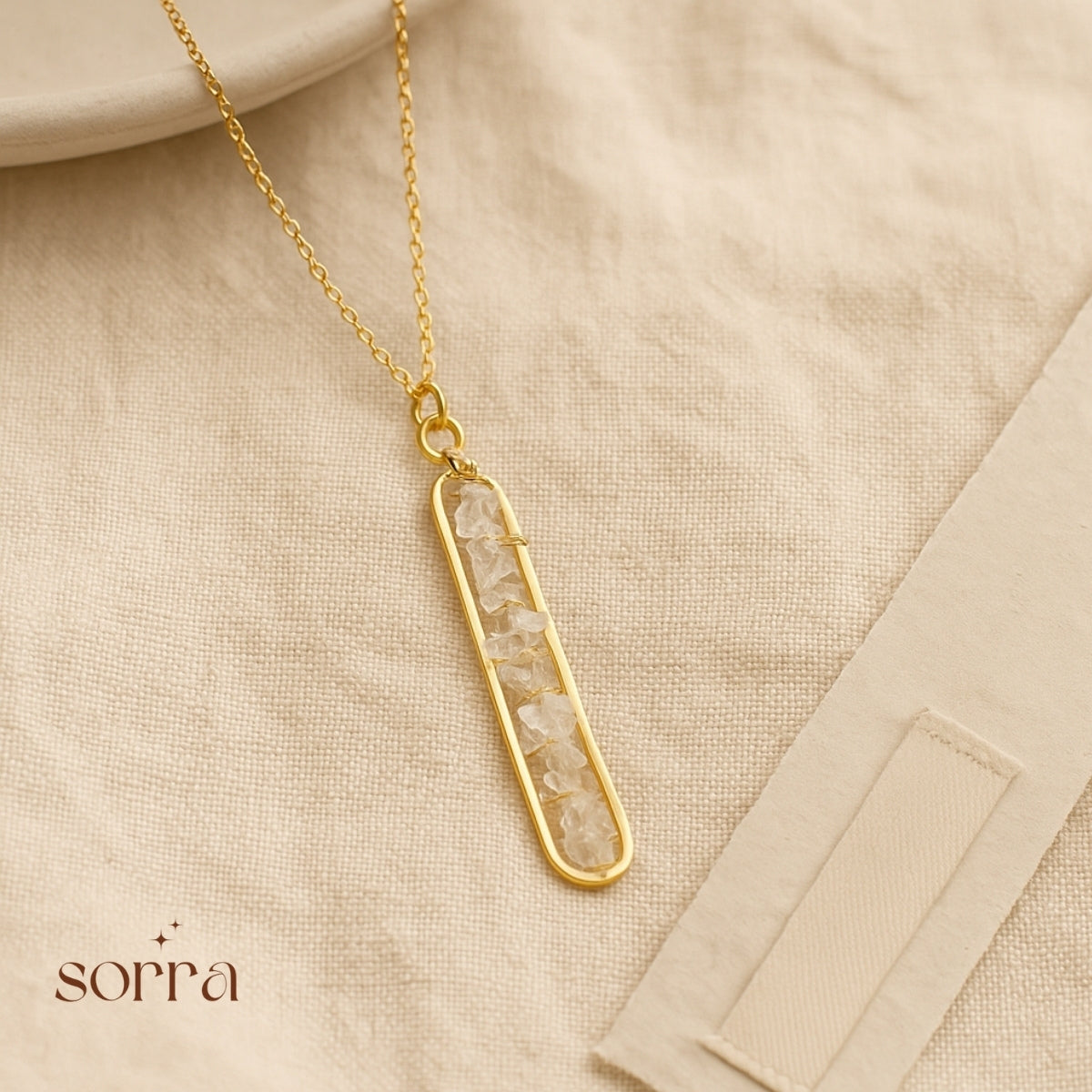 Crystal Beam Gold Pendant | 925 Silver