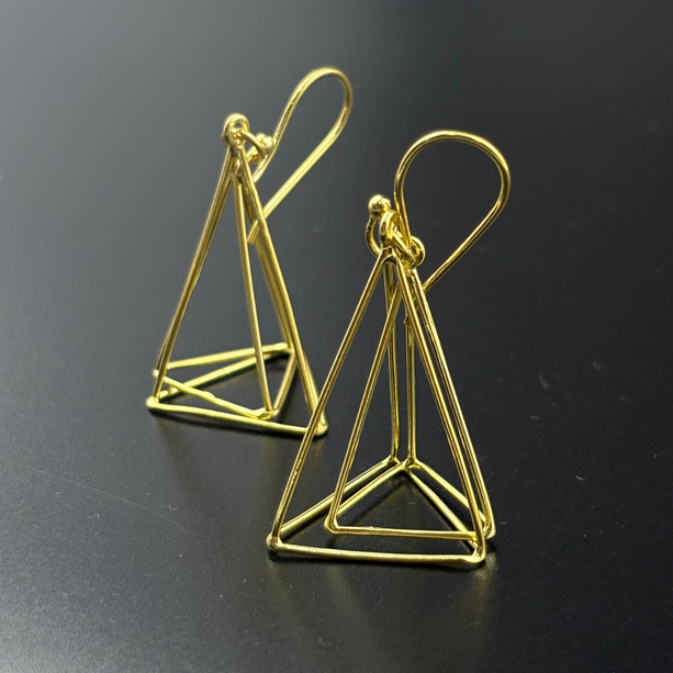 Golden Geometric Layered Drop Earrings | 925 Silver