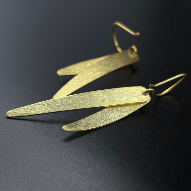 Golden Leaf Drop Earrings | 925 Silver