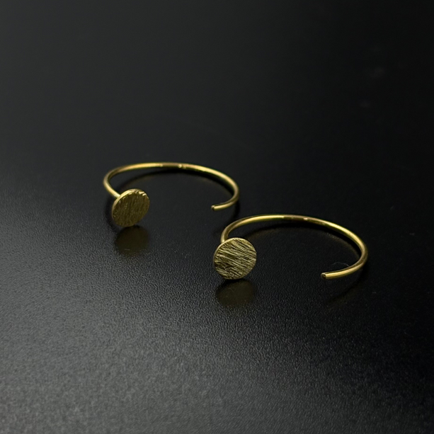 Golden Disc Mini Hoop Earrings | 925 Silver