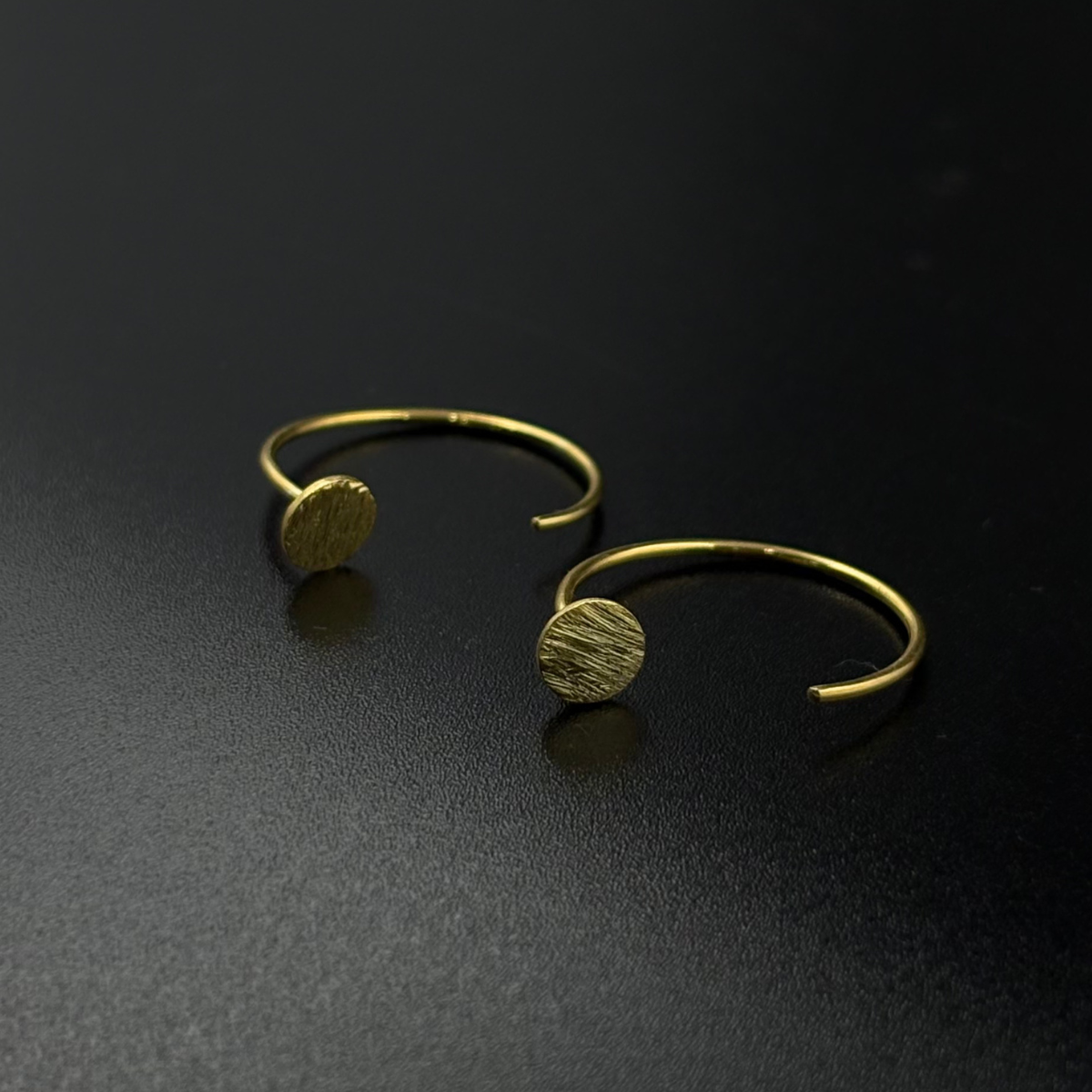 Golden Disc Mini Hoop Earrings | 925 Silver