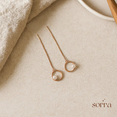Pearl Orbit Threader Earrings | 925 Silver