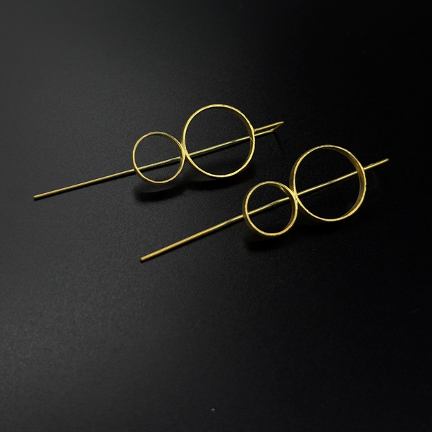 Golden Geo Threader Earrings | 925 Silver