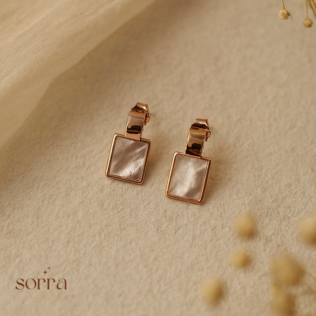 Blush Square Shell Earrings | 925 Silver