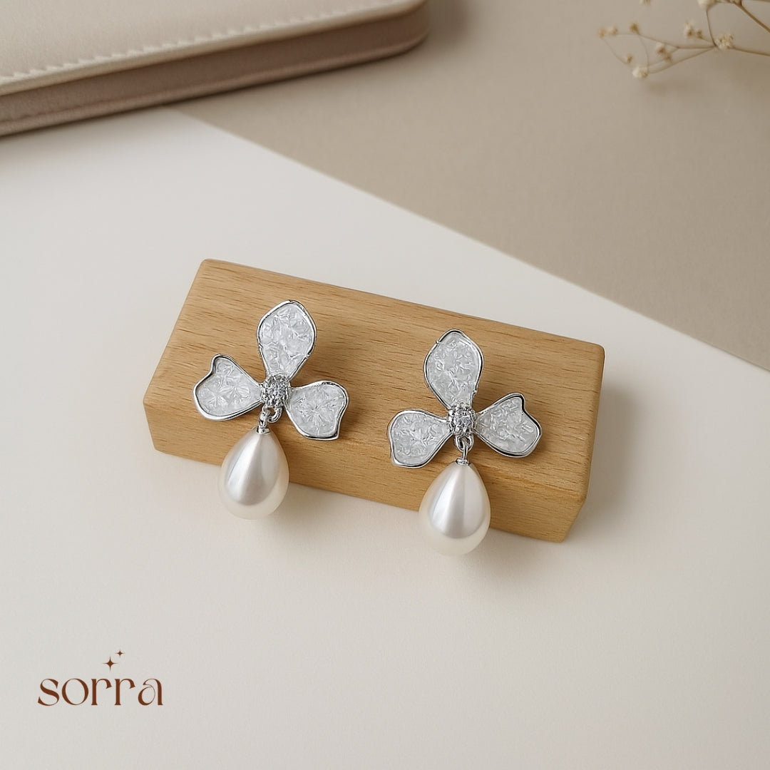 Blush Petal Pearls Earrings | 925 Silver