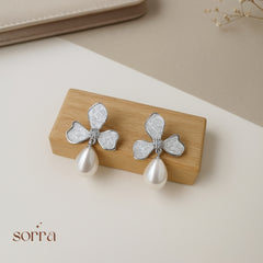 Blush Petal Pearls Earrings | 925 Silver