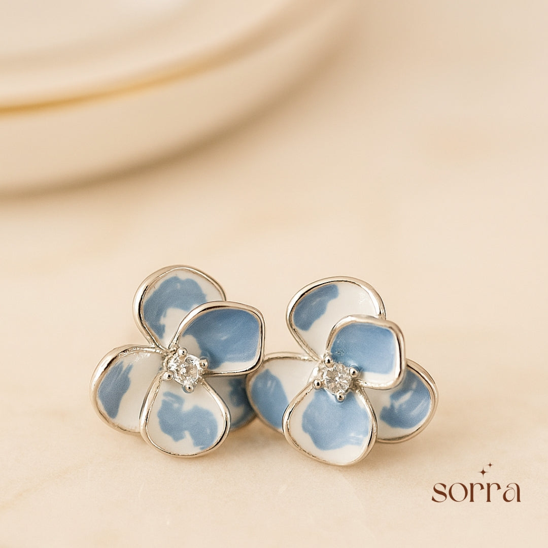 Blue Blossom Whisper Stud Earrings | 925 Silver
