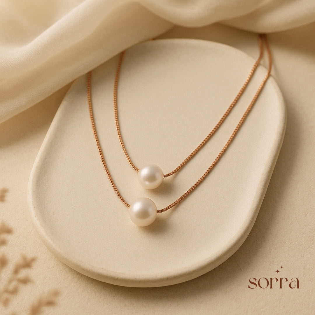Rosé Duo Pearl Necklace | 925 Silver