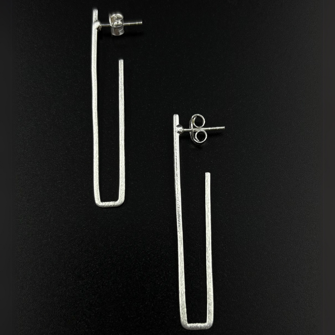 Silver Rectangle Drop Earrings | 925 Silver