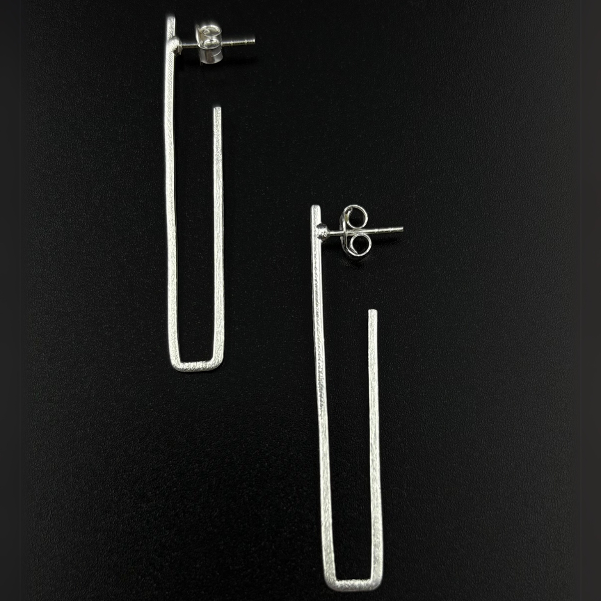 Silver Rectangle Drop Earrings | 925 Silver