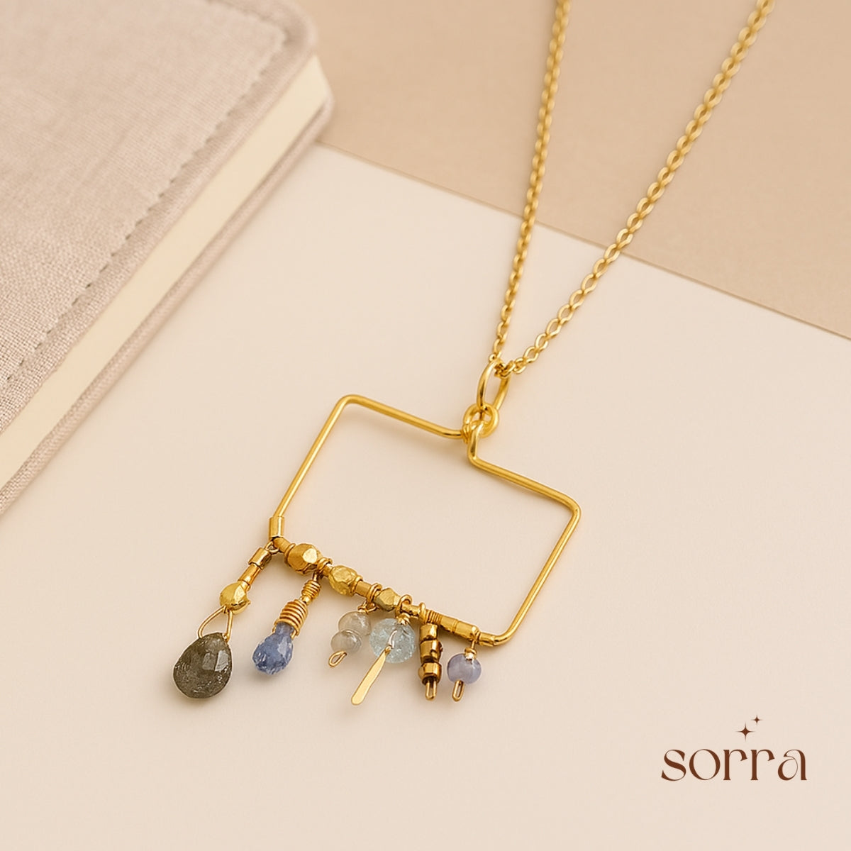 Boho Prism Charm Frame Necklace | 925 Silver