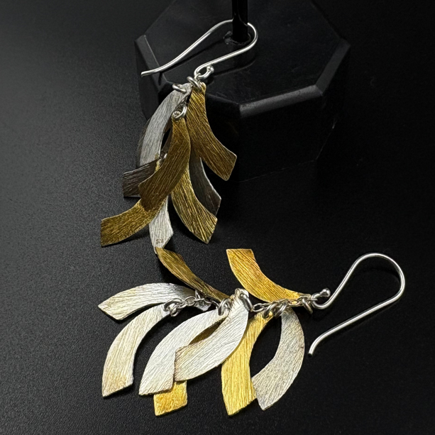 Two-Tone Featherfall Earrings | 925 Silver