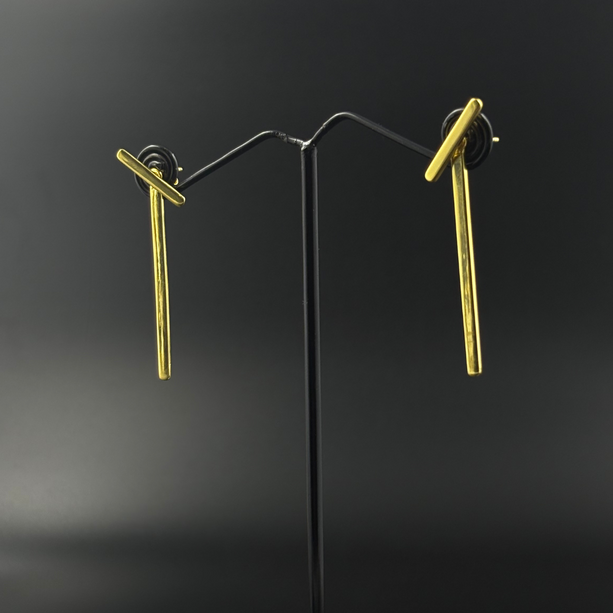 Chic Gold Bar Drop Earrings | 925 Silver