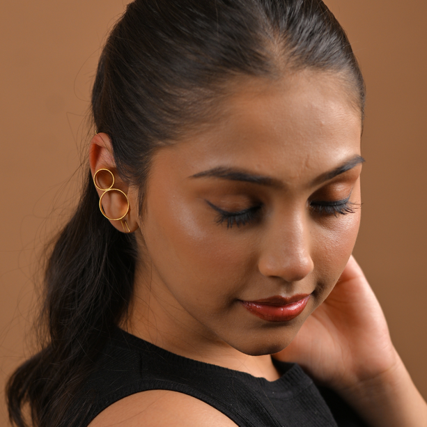 Golden Geo Threader Earrings | 925 Silver