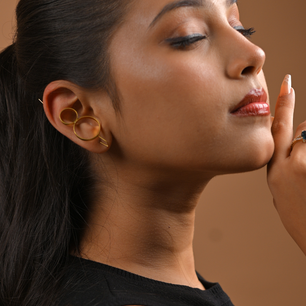 Golden Geo Threader Earrings | 925 Silver