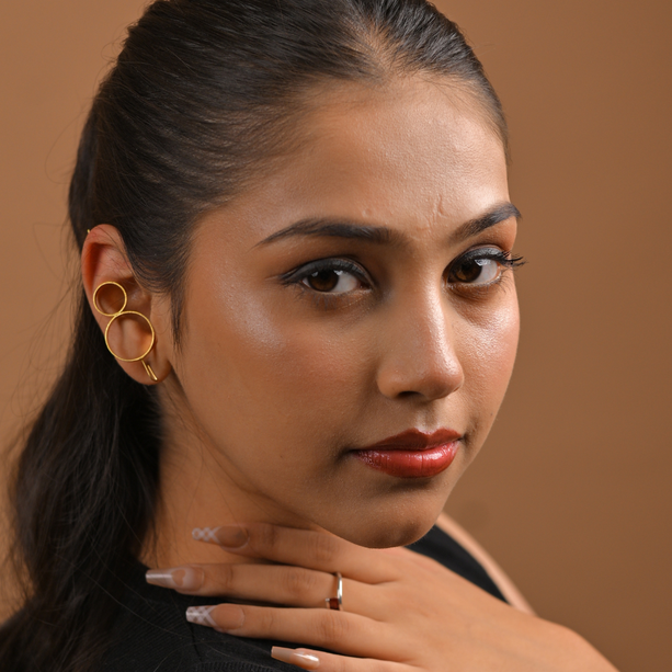 Golden Geo Threader Earrings | 925 Silver