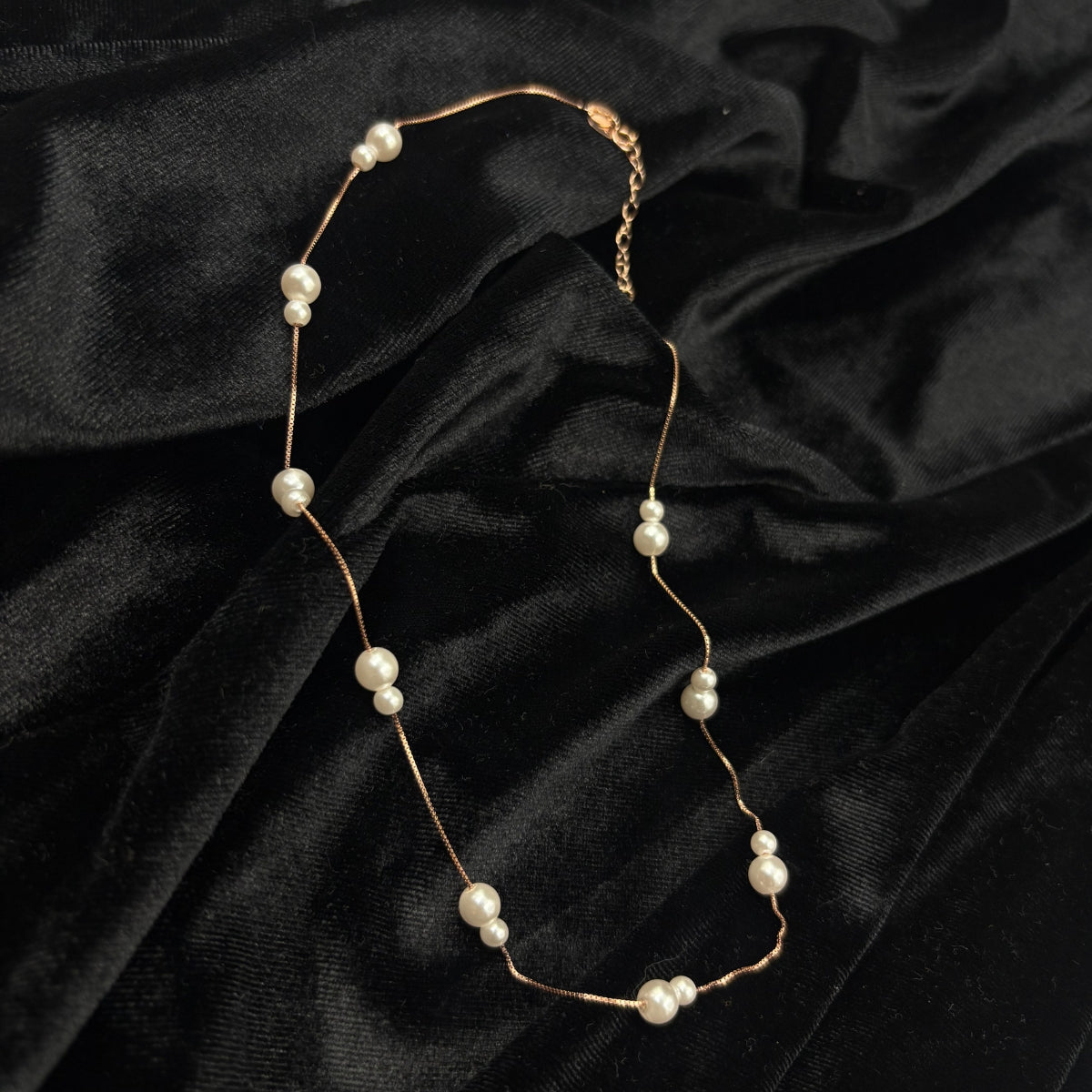 Rosé Line Delicate Pearl Necklace | 925 Silver