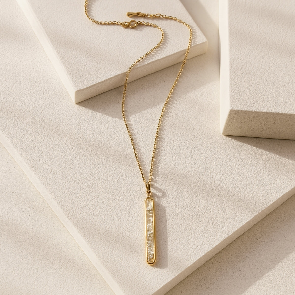 Crystal Beam Gold Pendant | 925 Silver