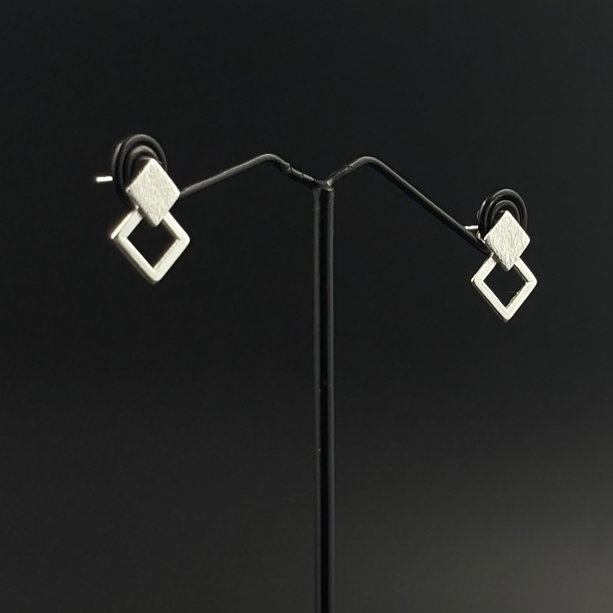 Twist Square Silver Earrings | 925 Silver