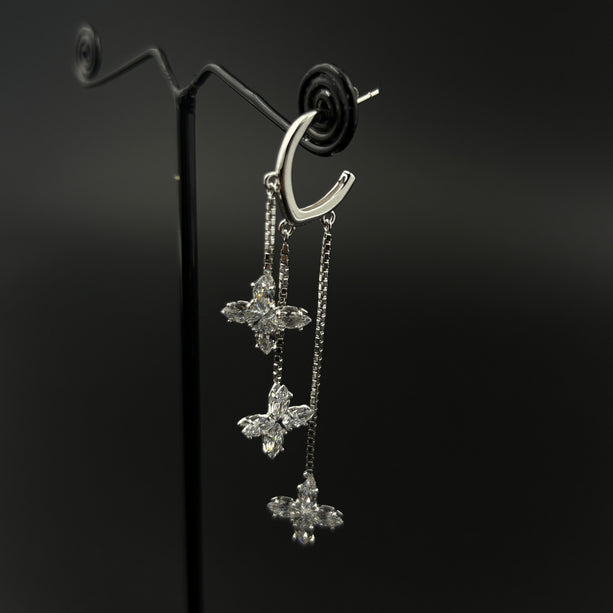 Crystal Bloom Drops Earrings | 925 Silver