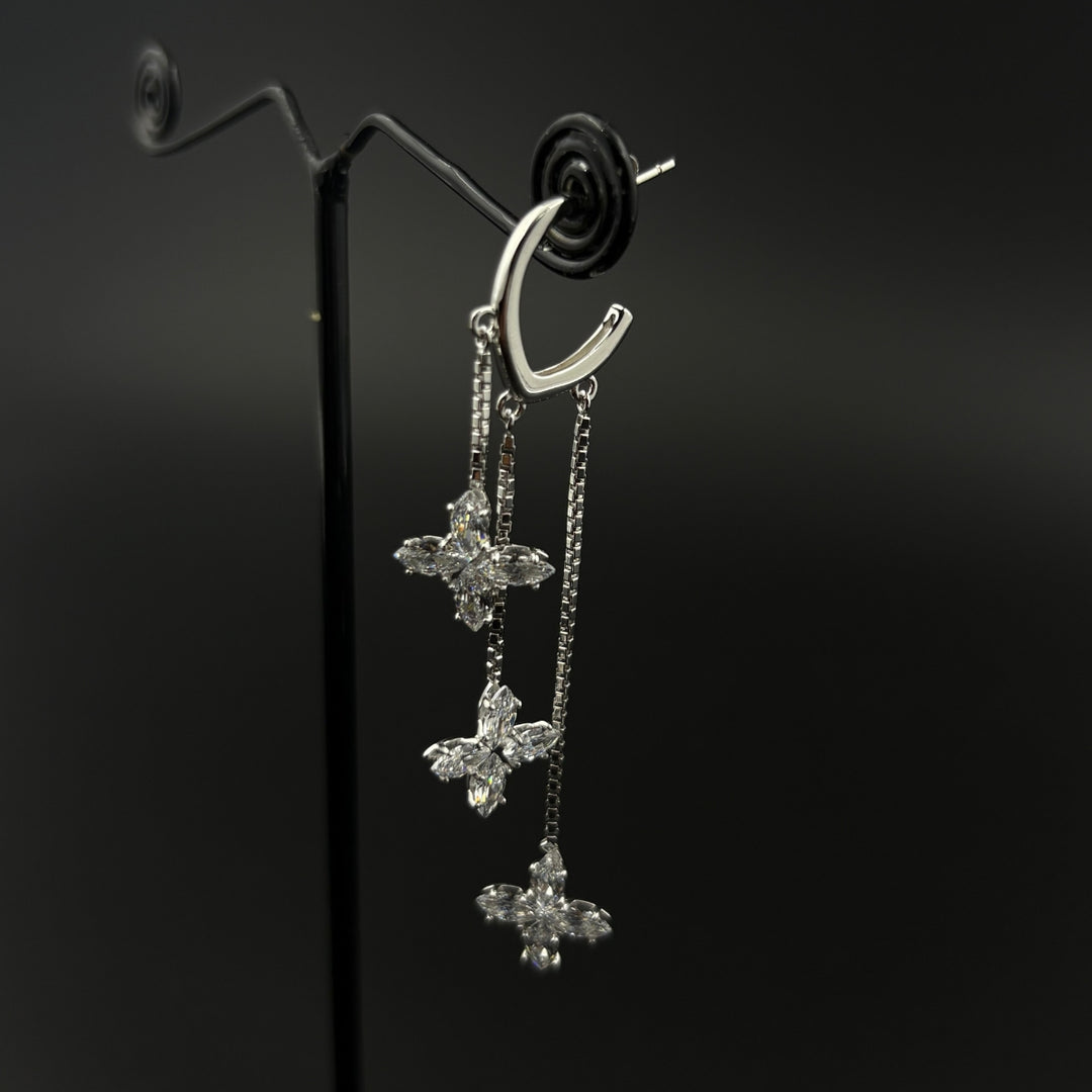 Crystal Bloom Drops Earrings | 925 Silver