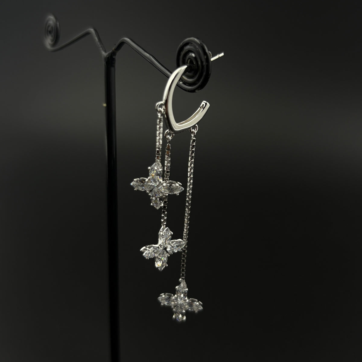 Crystal Bloom Drops Earrings | 925 Silver