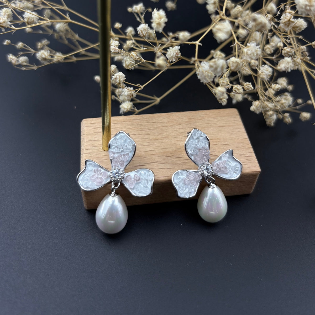 Blush Petal Pearls Earrings | 925 Silver