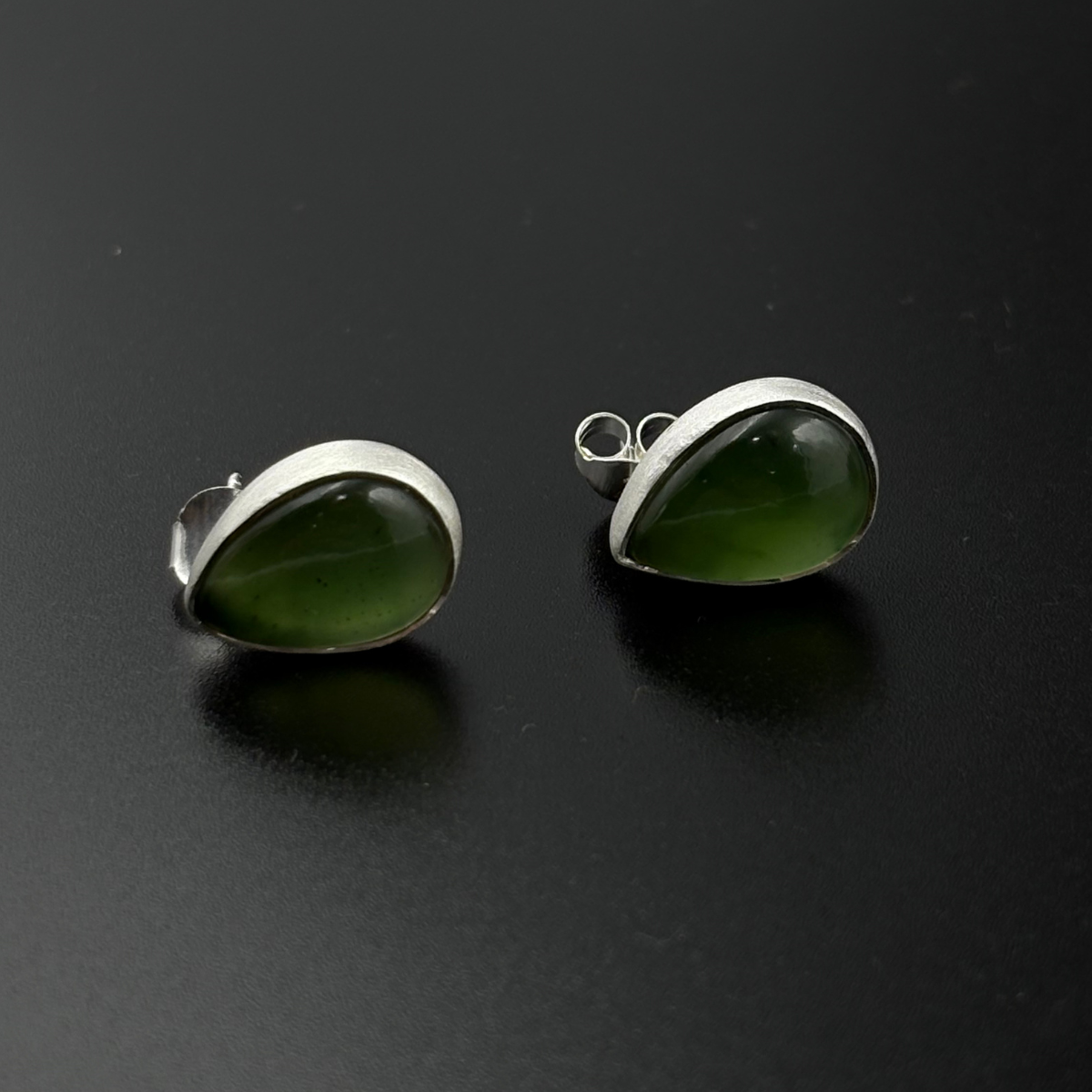Green Teardrop Stone Stud Earrings | 925 Silver