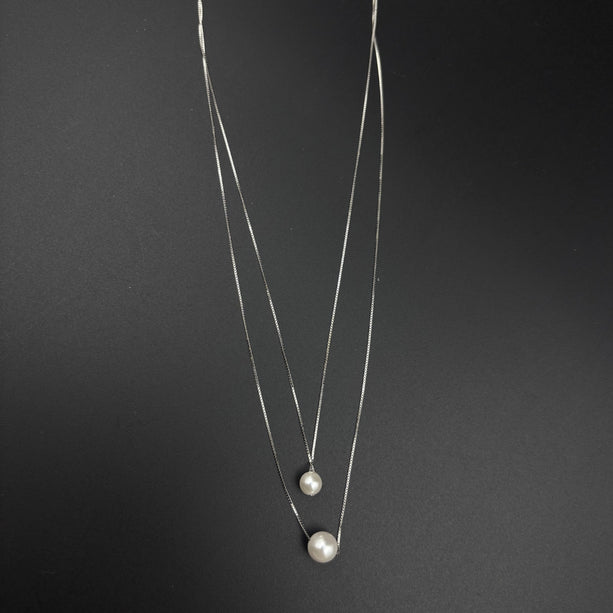 Twin Glow Pearl Necklace | 925 Silver