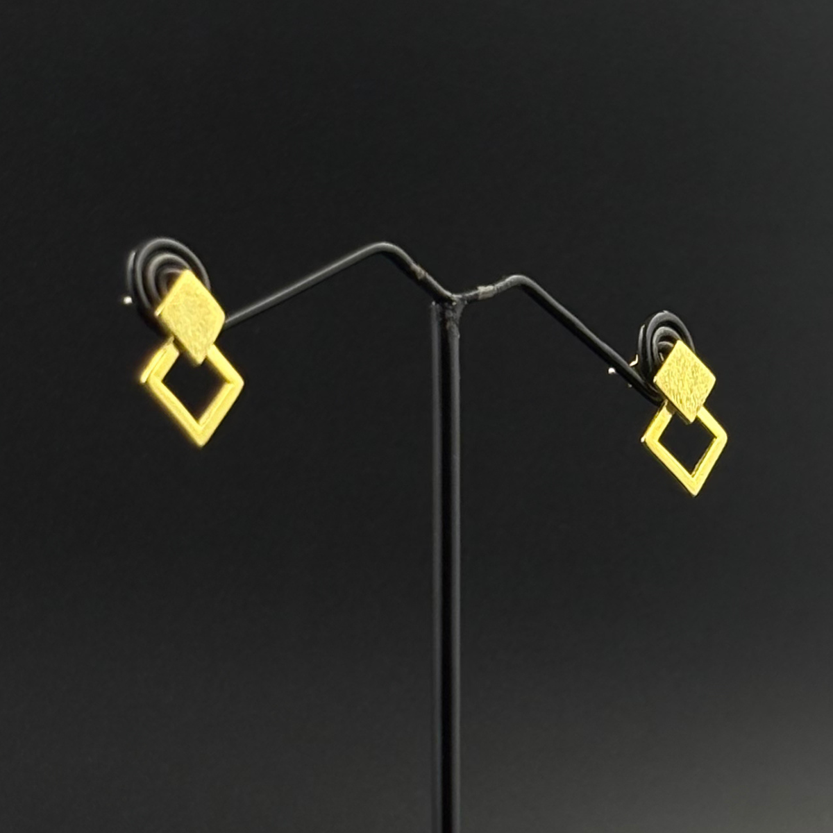 Bold Gold Square Danglers | 925 Silver