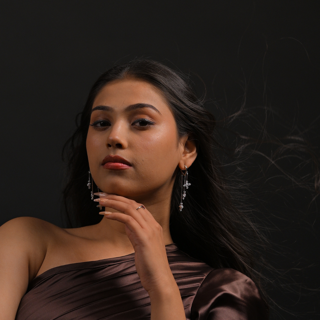 Crystal Bloom Drops Earrings | 925 Silver