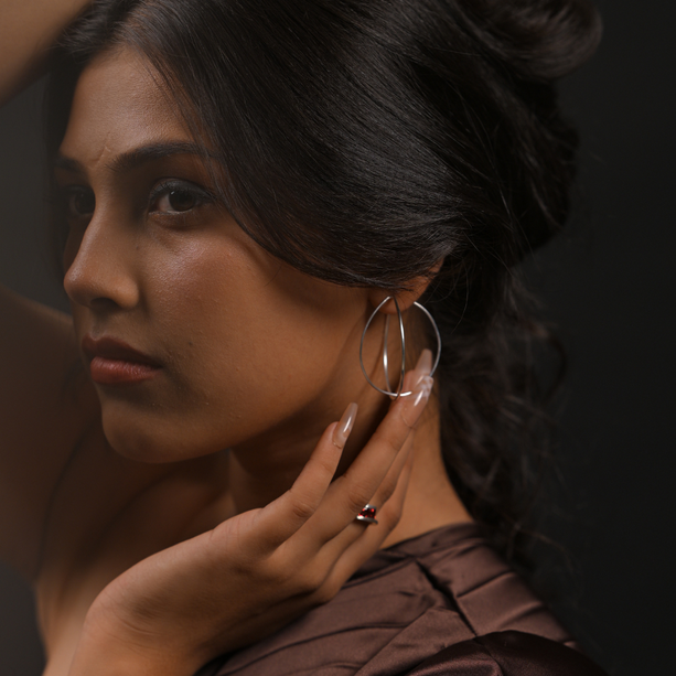 Double Hoop Statement Earrings | 925 Silver