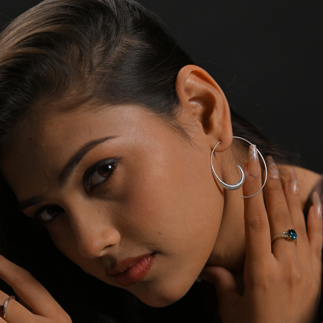 boho crescent hoops | 925 Silver