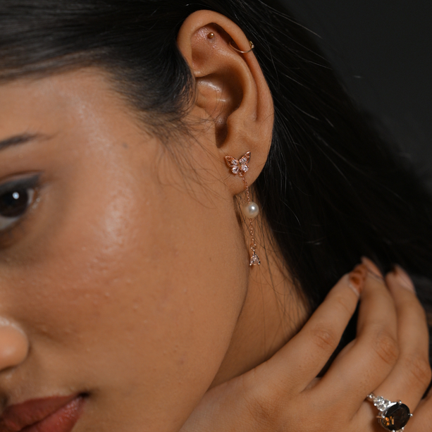 Blush Whisper Rose Drop Earrings | 925 Silver