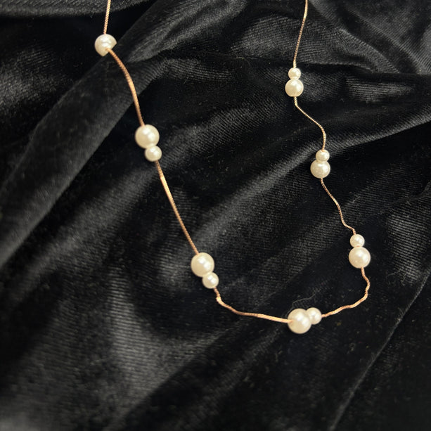 Rosé Line Delicate Pearl Necklace | 925 Silver