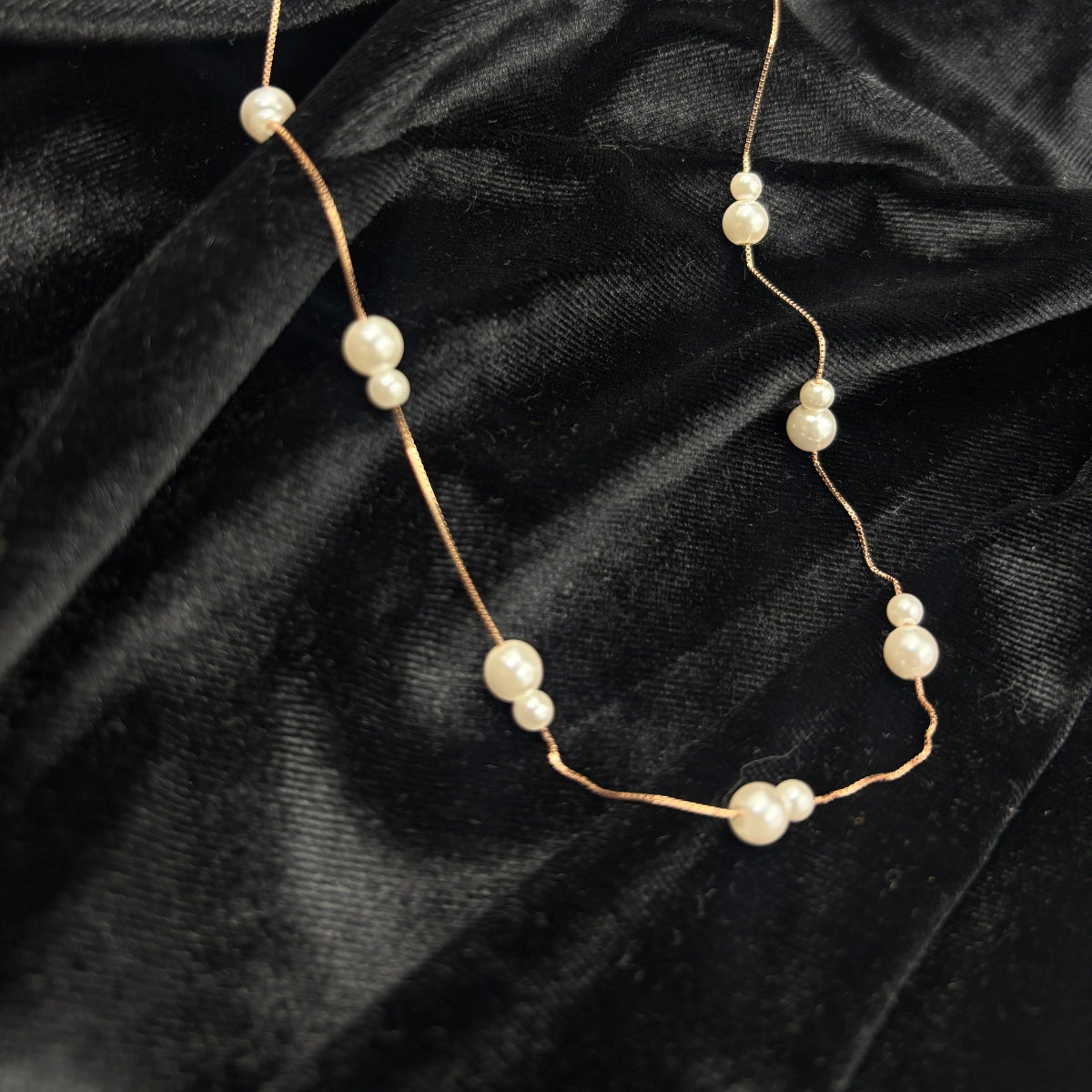 Rosé Line Delicate Pearl Necklace | 925 Silver