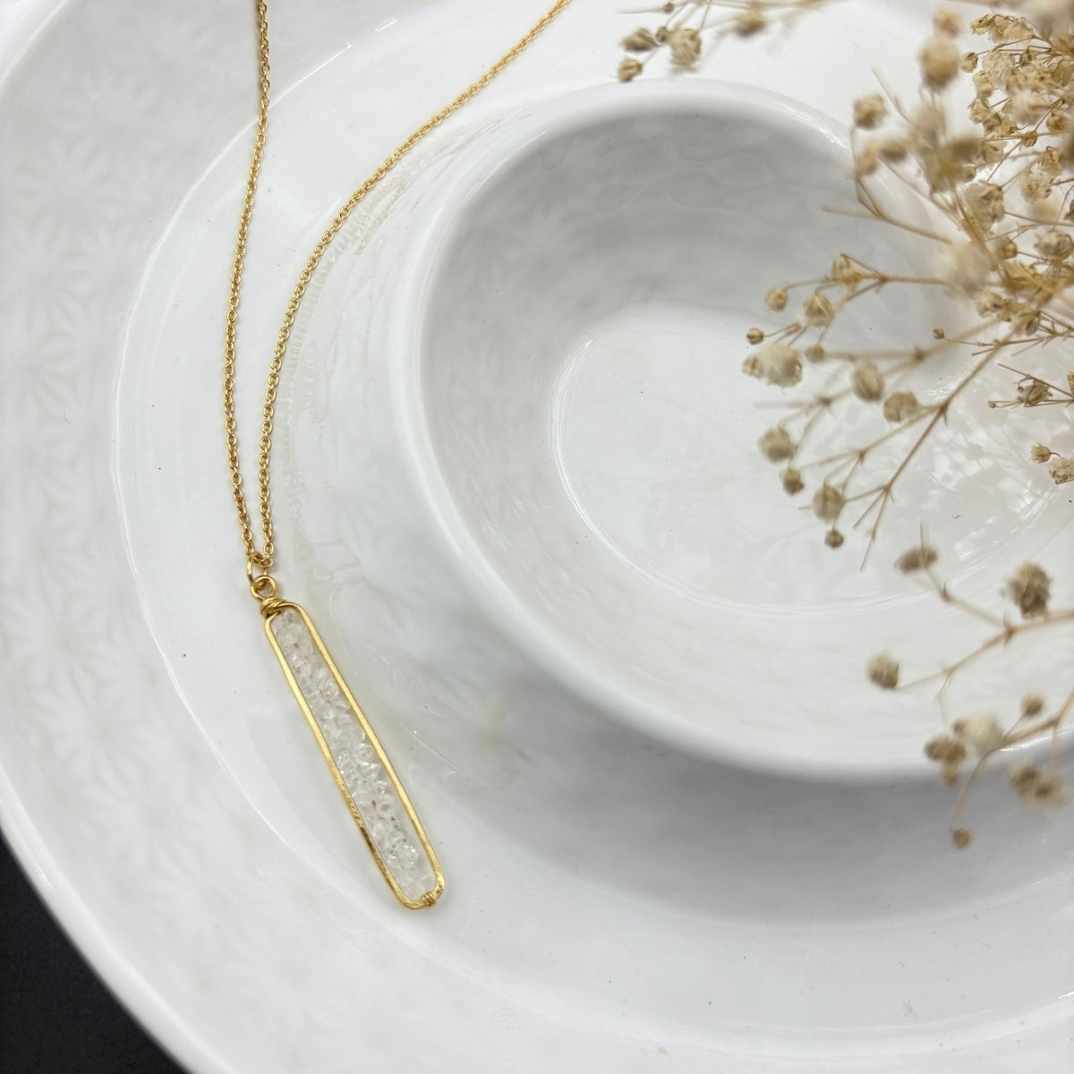 Crystal Beam Gold Pendant | 925 Silver