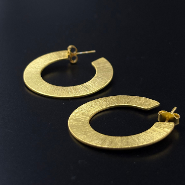 Textured Gold Hoop Earrings | 925 Silver