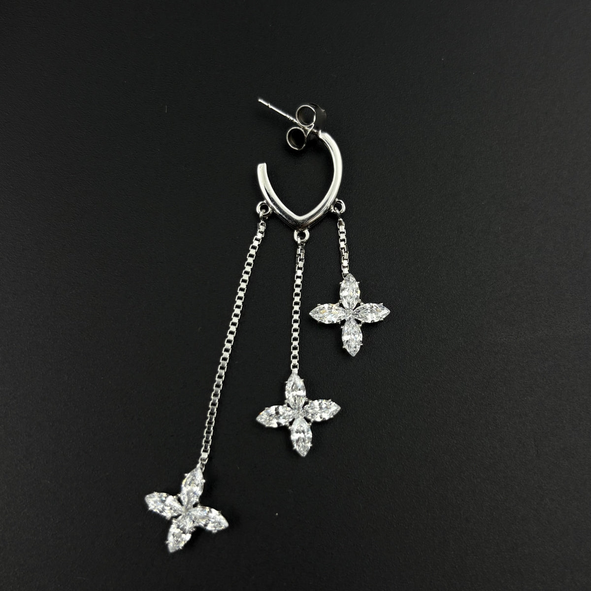 Crystal Bloom Drops Earrings | 925 Silver