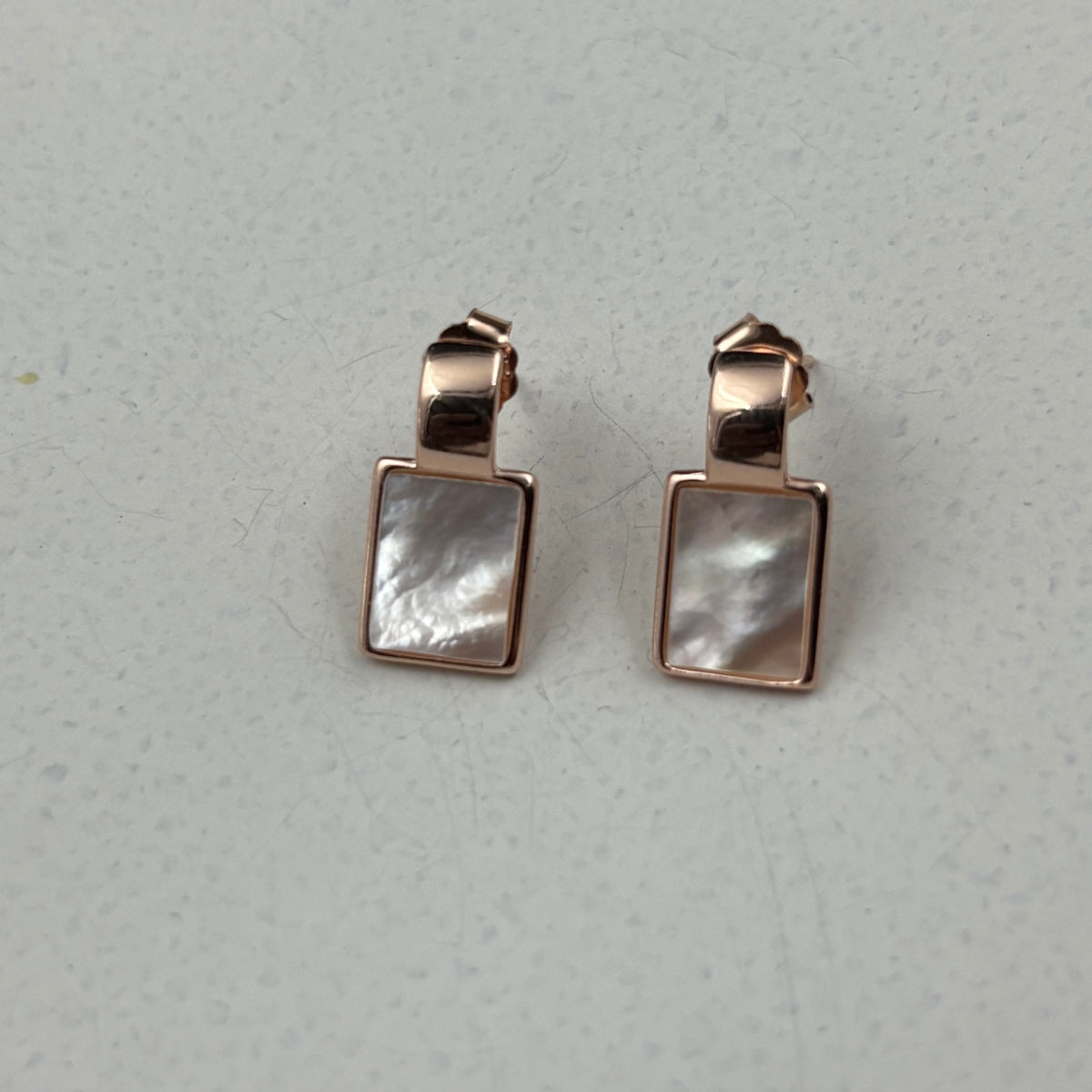 Blush Square Shell Earrings | 925 Silver