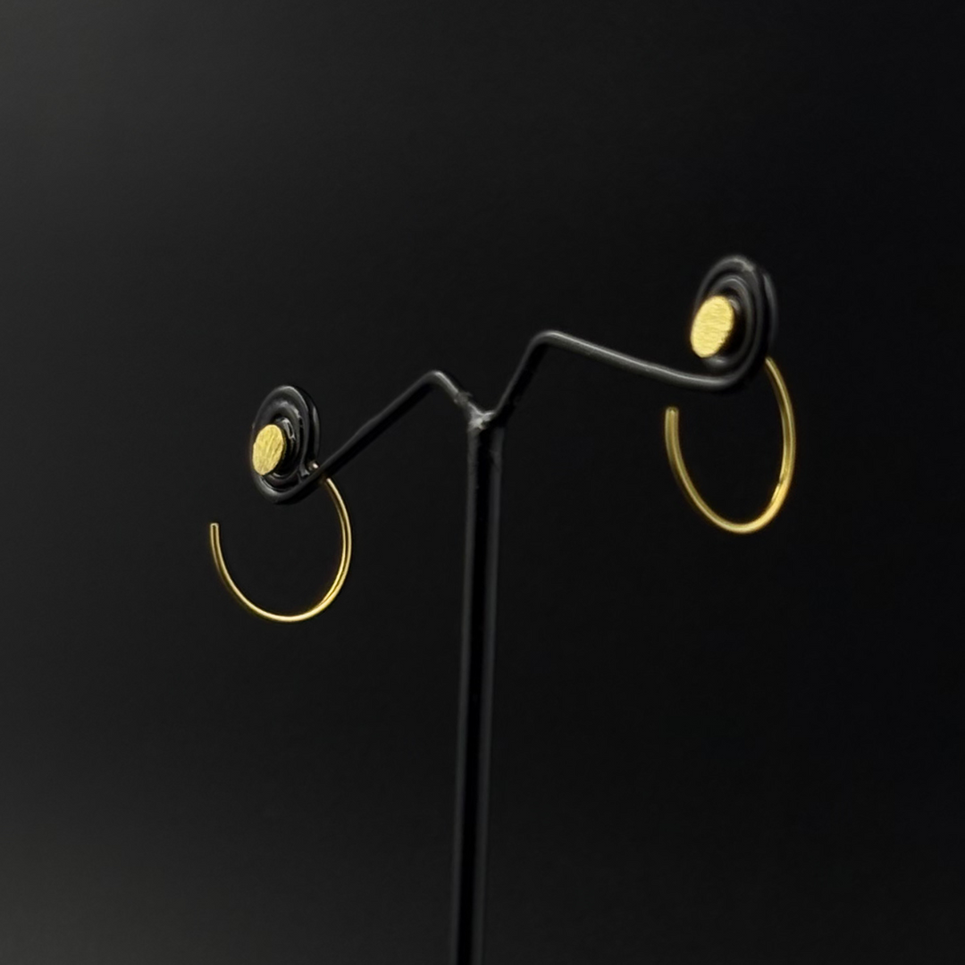 Golden Disc Mini Hoop Earrings | 925 Silver