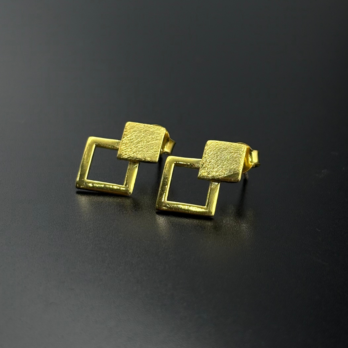 Bold Gold Square Danglers | 925 Silver