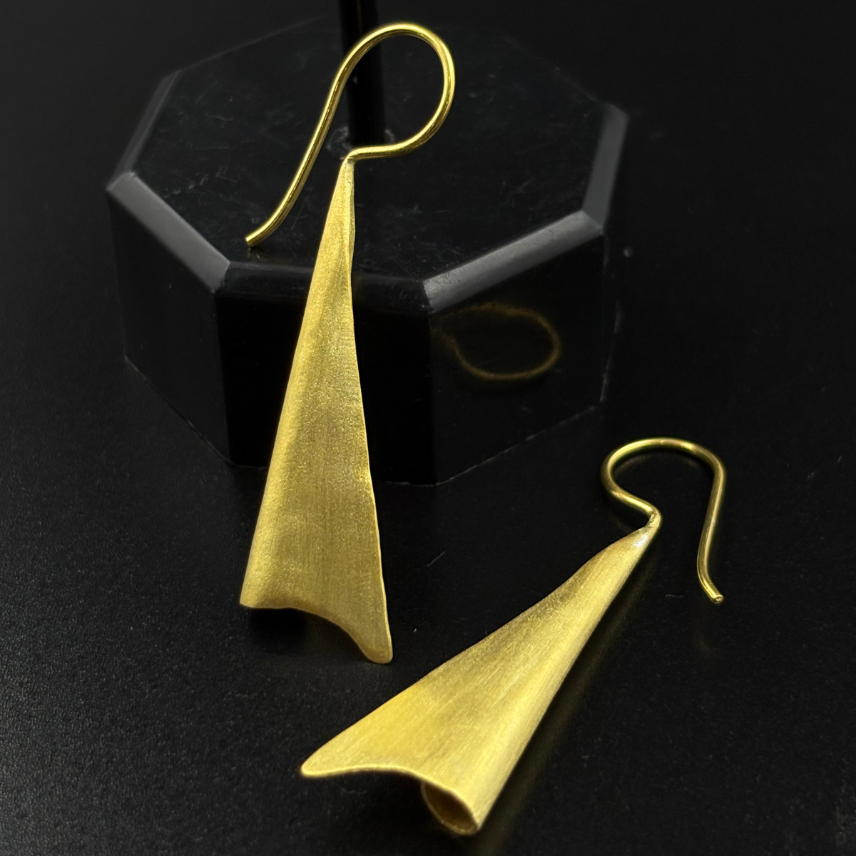 Golden Bell Curve Earrings | 925 Silver