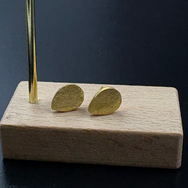 Golden Drop Stud Earrings | 925 Silver