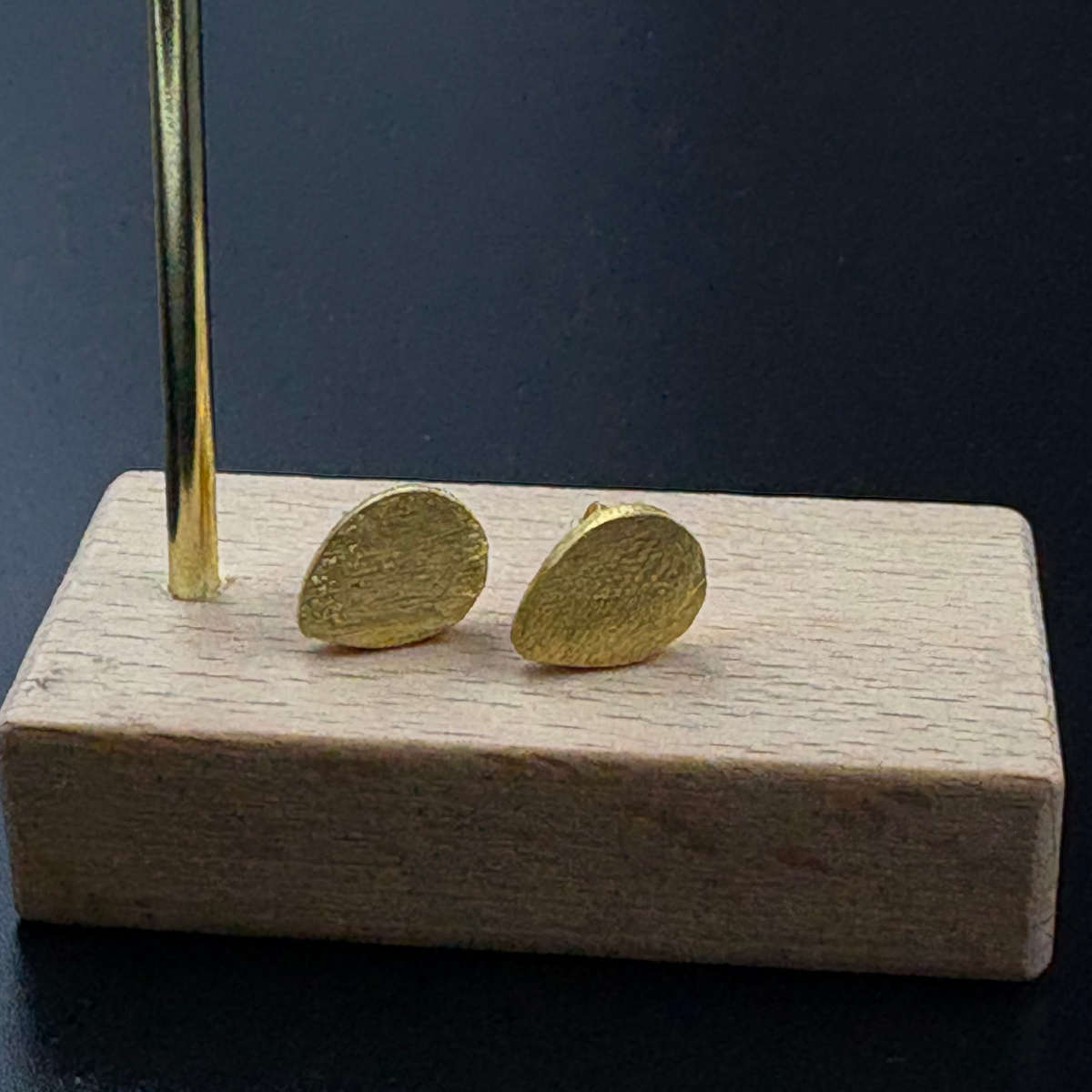 Golden Drop Stud Earrings | 925 Silver