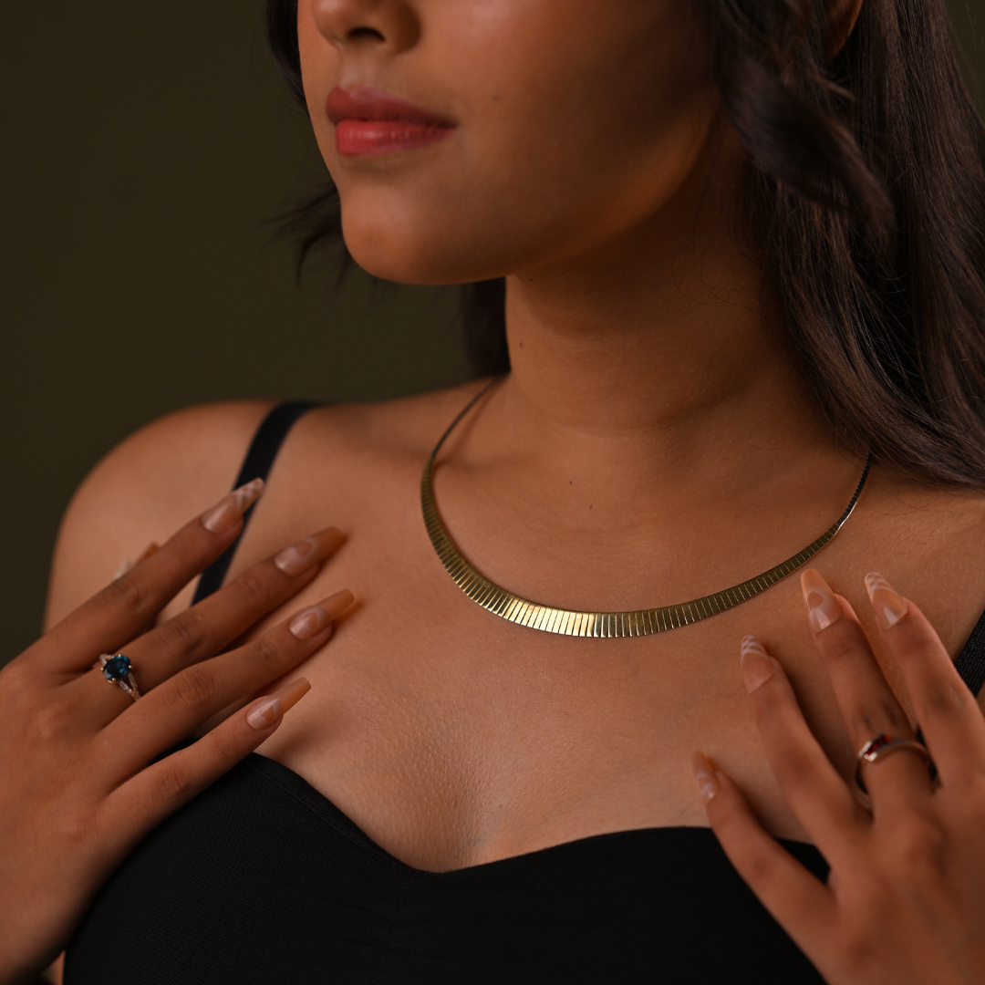 Dual Tone Sleek Omega Necklace | 925 Silver